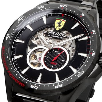 Scuderia Ferrari 腕時計 スクーデリア フェラーリ 時計 ウォッチ ピロータ オートマティコ Pilota Automatico メンズ 自動巻き フルブラック メタルバンド 0830602 海外モデル [並行輸入品] 誕生日 プレゼント ギフト 入学祝い 社会人 新生活 母の日 父の日