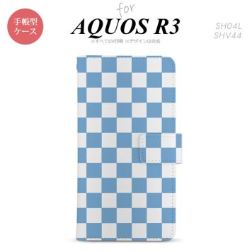 SH-04L/SHV44 AQUOS R3 手帳型スマホケース カバー スクエア 白 青  nk-004s-r3-dr766