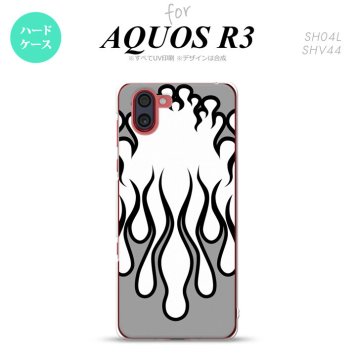 SH-04L SHV44 R3 AQUOS R3 スマホケース カバー ファイヤー 炎 白 黒 nk-r3-1307