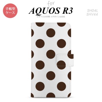 SH-04L/SHV44 AQUOS R3 手帳型スマホケース カバー ドット 水玉 茶  nk-004s-r3-dr002