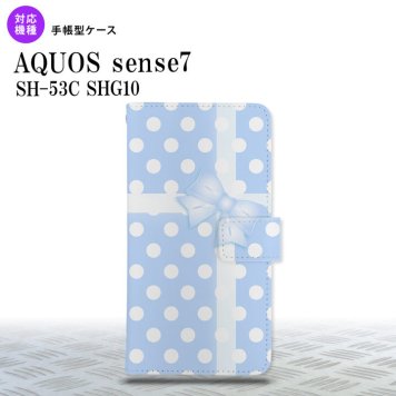 sense7 sense7 手帳型スマホケース カバー ドット リボン 青 2022年 11月発売 nk-004s-sens7-dr302