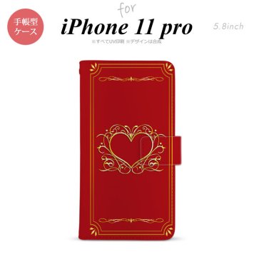 iPhone11Pro iPhone11 Pro 手帳型スマホケース カバー ハート 飾り 赤 金  nk-004s-i11p-dr618