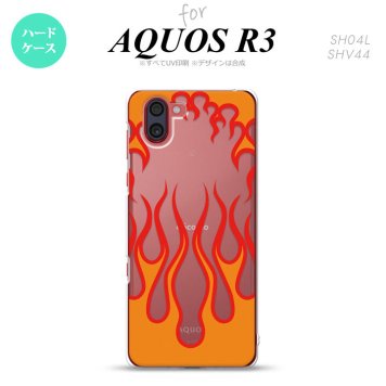 SH-04L SHV44 R3 AQUOS R3 スマホケース カバー ファイヤー 炎 クリア 赤 nk-r3-1314