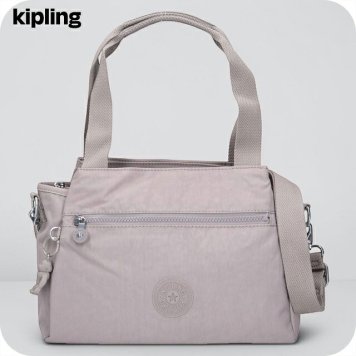 キプリング ハンドバッグ レディース ブランド Kipling エリシア ロゴ ワンポイント 無地 2WAY K43791-89L Grey Gris グレー