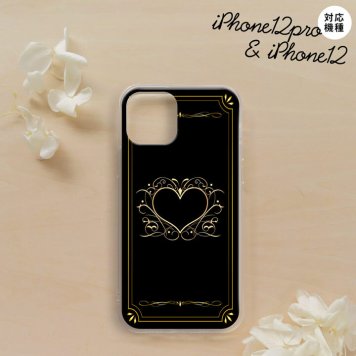 iPhone12/iPhone12pro iPhone12 / iPhone12pro スマホケース ソフトケース ハート 飾り 黒 金 メンズ レディース nk-i12-tp617