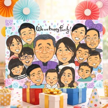 誕生日のお祝いに、AIが真似できないぬくもりを描きます。 似顔絵 そっくり 贈り物 手描き 名入れ ギフト プレゼント 誕生日 記念日 お祝い 長寿 大人数 ご家族 孫 世代 祖父母 修正無料 下書き確認 名入れ 実績多数 そっくり 似てる 喜ばれる 大人数 集合 宝物 全員 メモリアルギフト ブライダルギフト 応援 節目 ウェディングギフト お祝い返し 快気祝い ホワイトデー 感激 おしゃれ