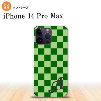 iPhone14 ProMax iPhone14 Pro Max スマホケース 背面ケースソフトケース スクエア 緑 グリーン +アルファベット 2022年 9月発売 nk-i14pm-tp771i