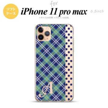 iPhone11ProMax iPhone11pro max スマホケース ソフトケース タータン ドット 青 +アルファベット メンズ レディース nk-i11pm-tp1534i