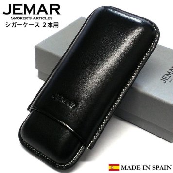 葉巻ケース JEMAR シガーケース スムースブラック 2本用 本革 スペイン製 牛革 黒 喫煙具 タバコ 皮 高級 おしゃれ 渋い たばこ かっこいい メンズ ギフト プレゼント