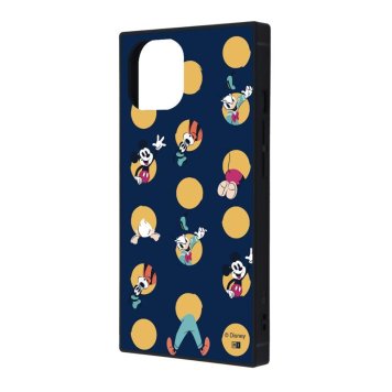 iPhone 15 / 14 / 13 ディズニー / KAKU 衝撃吸収 バンパー スクエア ハイブリッドケース / ミッキー&フレンズ_ドット ※送料無料(ポスト投函)