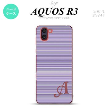 SH-04L SHV44 R3 AQUOS R3 スマホケース カバー ボーダー 細 紫 +アルファベット nk-r3-1287i
