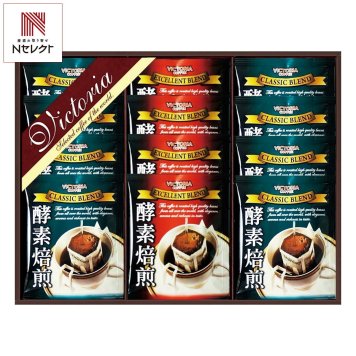 ビクトリア珈琲 酵素焙煎ドリップコーヒー ギフトセット 2種 計12点入 コーヒー 個包装 ドリップバッグ お湯を注ぐだけ【北海道・沖縄県・離島 配送不可】
