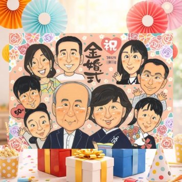 結婚記念日の記念に、大切な記念日を、笑顔で残せます。 プレゼント 似顔絵 金婚式 名入れ 贈り物 手描き ギフト 結婚記念日 お祝い 誕生日 長寿 大人数 ご両親 家族 祖父 ご夫婦 修正無料 名入れ 下書き確認 一生もの サプライズ 喜ばれる 宝物 結婚50周年 長寿 宝物 感謝 一生もの 初任給 色紙 おすすめ 感激 古希祝い メモリアルギフト 白寿祝い お祝い返し 百寿祝い 結婚祝い