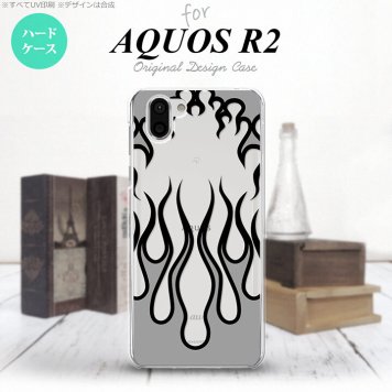 AQUOS R2 アクオス アール2 SH-03K SHV42 専用 スマホケース カバー ハードケース ファイヤー 抜き×黒 nk-r2-1312[スマホ,スマホケース,スマホカバー,ケース,カバー,ジャケット]