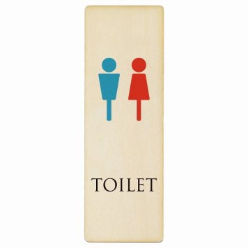 トイレ プレート 木製 男女マーク ホワイト＆カラー 長方形 縦書き 4x12cm ドア サインステッカー ピクトサイン トイレマーク表示 案内 注意 施設 御手洗 TOILET おしゃれ シンプル 安全対策