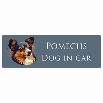 ドッグ カーステッカー イラスト付 Dog in Car ポメックス Aタイプ セーフティサイン 犬種別 長方形 20x6.7cm シール リア あおり運転対策 Dog Sticker 屋外 屋内 防水 かわいい おしゃれ 安全対策 カーサイン