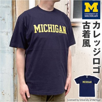 ミシガン tシャツ 通販 Tシャツ ティーシャツ 半袖 半袖Tシャツ メンズ レディース クルーネック 丸首 カットソー おしゃれ トップス カジュアル シンプル カレッジロゴ オシャレ かっこいい アメリカンカレッジ アメカジ MGAG-016