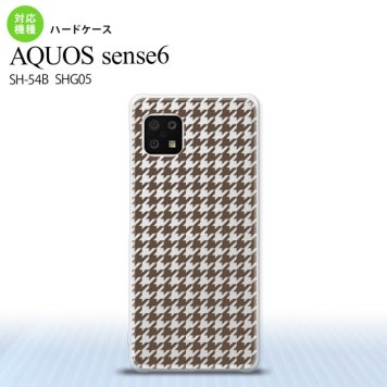 SH-54B SHG05 AQUOS sense6 スマホケース ハードケース 千鳥 格子 小 茶 クリア メンズ レディース nk-sens6-912