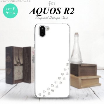 AQUOS R2 アクオス アール2 SH-03K SHV42 専用 スマホケース カバー ハードケース 猫(足跡) 白×クリア nk-r2-423[スマホ,スマホケース,スマホカバー,ケース,カバー,ジャケット]