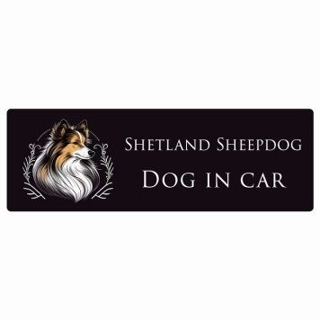 イラスト付 ドッグ カーステッカー Dog in Car シェットランドシープドッグ Aタイプ セーフティサイン 犬種別 長方形 15x5cm シール リア あおり運転対策 Dog Sticker 安全対策 カーサイン