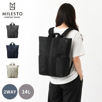 【正規販売】MILESTO ミレスト STLAKT ストラクト MLS568 バックパック M 2WAY 14L リュック トートバッグ 軽量 旅行 ビジネス 通勤 ブラック ベージュ ネイビー 通学 ギフト プレゼント メンズ レディース ブランド キャリーオン PC収納 男性 女性 海外旅行