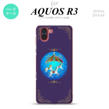 SH-04L SHV44 R3 AQUOS R3 スマホケース カバー メリーゴーラウンド 紺 nk-r3-1505