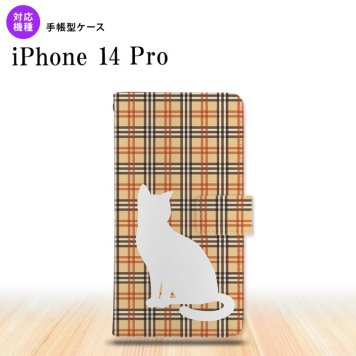 iPhone14 Pro iPhone14 Pro 手帳型スマホケース カバー 猫 チェック 赤茶  nk-004s-i14p-dr954
