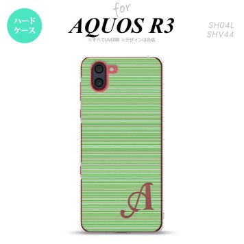 SH-04L SHV44 R3 AQUOS R3 スマホケース カバー ボーダー 細 緑 +アルファベット nk-r3-1290i