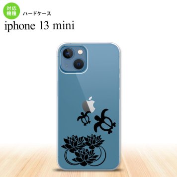 iPhone13mini iPhone13 mini ケース ハードケース 蓮と亀 クリア 黒  nk-i13m-504