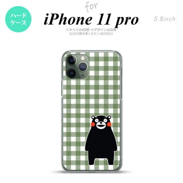iPhone11Pro iPhone11 Pro スマホケース ハードケース くまモン チェック 緑 メンズ レディース nk-i11p-km16