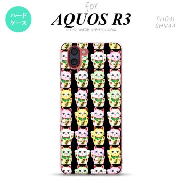 SH-04L SHV44 R3 AQUOS R3 スマホケース カバー 招き猫 黒 nk-r3-151