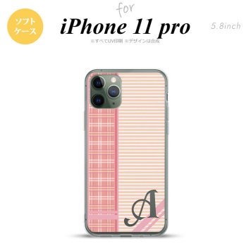 iPhone11Pro iPhone11 Pro スマホケース ソフトケース チェック ボーダー ピンク +アルファベット メンズ レディース nk-i11p-tp1605i