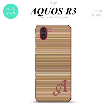 SH-04L SHV44 R3 AQUOS R3 スマホケース カバー ボーダー 細 茶 +アルファベット nk-r3-1289i