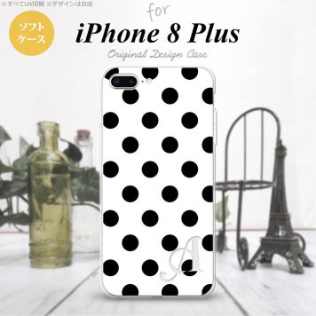 【iPhone8Plus】【スマホケース/スマホカバー】【アイフォン8プラス】iPhone8Plus スマホケース ケース アイフォン8プラス イニシャル ドット・水玉 白×黒 nk-ip8p-tp101ini【メール便送料無料】
