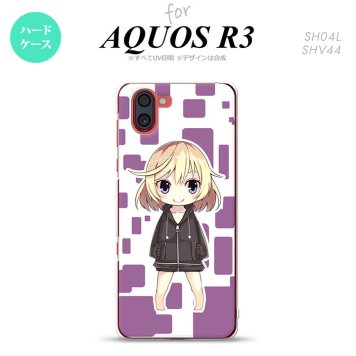 SH-04L SHV44 R3 AQUOS R3 スマホケース カバー 女の子 C 紫 nk-r3-1337