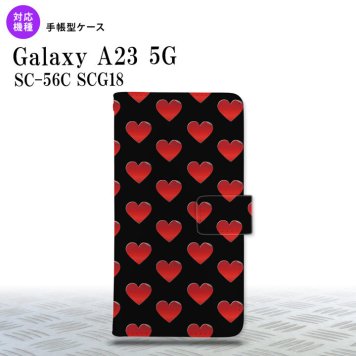 Galaxy A23 GalaxyA23 手帳型スマホケース カバー ハート 黒 赤 2022年 10月発売 nk-004s-a23-dr117
