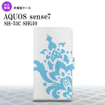 sense7 sense7 手帳型スマホケース カバー ダマスク 水色 2022年 11月発売 nk-004s-sens7-dr1030
