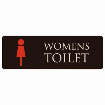 トイレ プレート 木製 WOMENS ブラック＆カラー 長方形 27x9cmドア サインプレート ピクトサイン トイレマーク表示 案内 注意 施設 御手洗 TOILET おしゃれ シンプル 安全対策