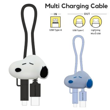 スヌーピー 充電ケーブル Type-C Type-A Lightning microUSB ピーナッツ キャラクター グッズ かわいい マスコット スマホ 充電 同期 コード 線 充電 ケーブル SNGG-244