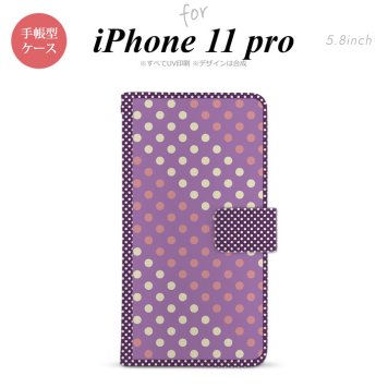 iPhone11Pro iPhone11 Pro 手帳型スマホケース カバー ドット 水玉 紫 ピンク  nk-004s-i11p-dr1652