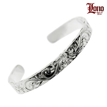 ハワイアンジュエリー バングル カーフ オープン シルバー925 幅6ミリ LONO ロノ 5 5.5 6 インチ 太め プルメリア 花 レイ 花輪 波 スクロール メンズ レディース ブランド サーファー プレゼント 誕生日 記念日  【送料無料】 おしゃれ 人気 ギフト 金属アレルギー