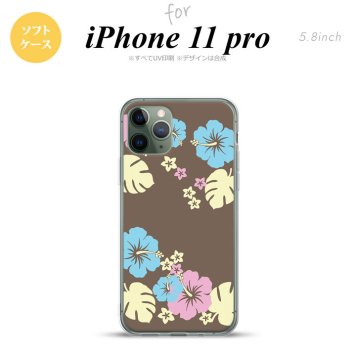 iPhone11Pro iPhone11 Pro スマホケース ソフトケース ハイビスカス C 茶 メンズ レディース nk-i11p-tp452