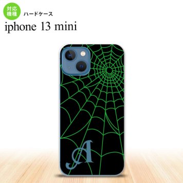 iPhone13mini iPhone13 mini ケース ハードケース 蜘蛛 巣 A 緑 +アルファベット  nk-i13m-936i