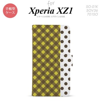 【手帳型 スマホ カバー ケース】【SO01K】【エクスペリア XZ1】手帳型 ケース SO-01K スマホ カバー Xperia XZ1 エクスペリア チェック･ドット 黄 nk-004s-so01k-dr1522【メール便送料無料】
