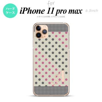 iPhone11ProMax iPhone11pro max スマホケース ハードケース ドット 水玉 C グレー ピンク +アルファベット メンズ レディース nk-i11pm-1649i