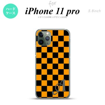iPhone11Pro iPhone11 Pro スマホケース ハードケース スクエア 黒 オレンジ +アルファベット メンズ レディース nk-i11p-761i