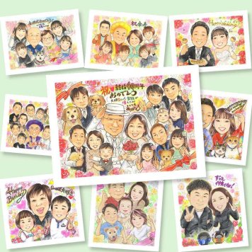 ルビー婚式のギフトに、ありがとうの気持ちが、まっすぐ届く贈り物です。初めての似顔絵注文でも安心です。 プレゼント 結婚記念日 似顔絵 贈り物 名入れ ギフト 手描き ルビー婚式 結婚記念日 金婚式 大人数 両親 家族 夫婦 下書き確認 修正無料 名入れ 一生もの 宝物 サプライズ そっくり 記念日 感謝 親孝行 ルビー婚式 結婚40周年 応援 ホワイトデー 贈答品 感激 米寿祝い お祝い返し