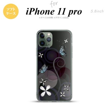 iPhone11Pro iPhone11 Pro スマホケース ソフトケース バタフライ 蝶 D 黒 メンズ レディース nk-i11p-tp227