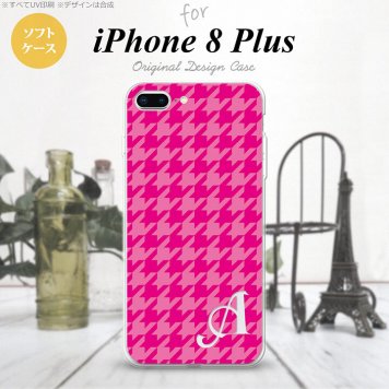 【iPhone8Plus】【スマホケース/スマホカバー】【アイフォン8プラス】iPhone8Plus スマホケース ケース アイフォン8プラス イニシャル 千鳥柄(大) ピンク nk-ip8p-tp916ini【メール便送料無料】