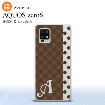 SHG04 SHG04 ZERO6 AQUOS zero6 スマホケース ソフトケース チェック ドット 茶 +アルファベット メンズ レディース nk-zero6-tp1525i